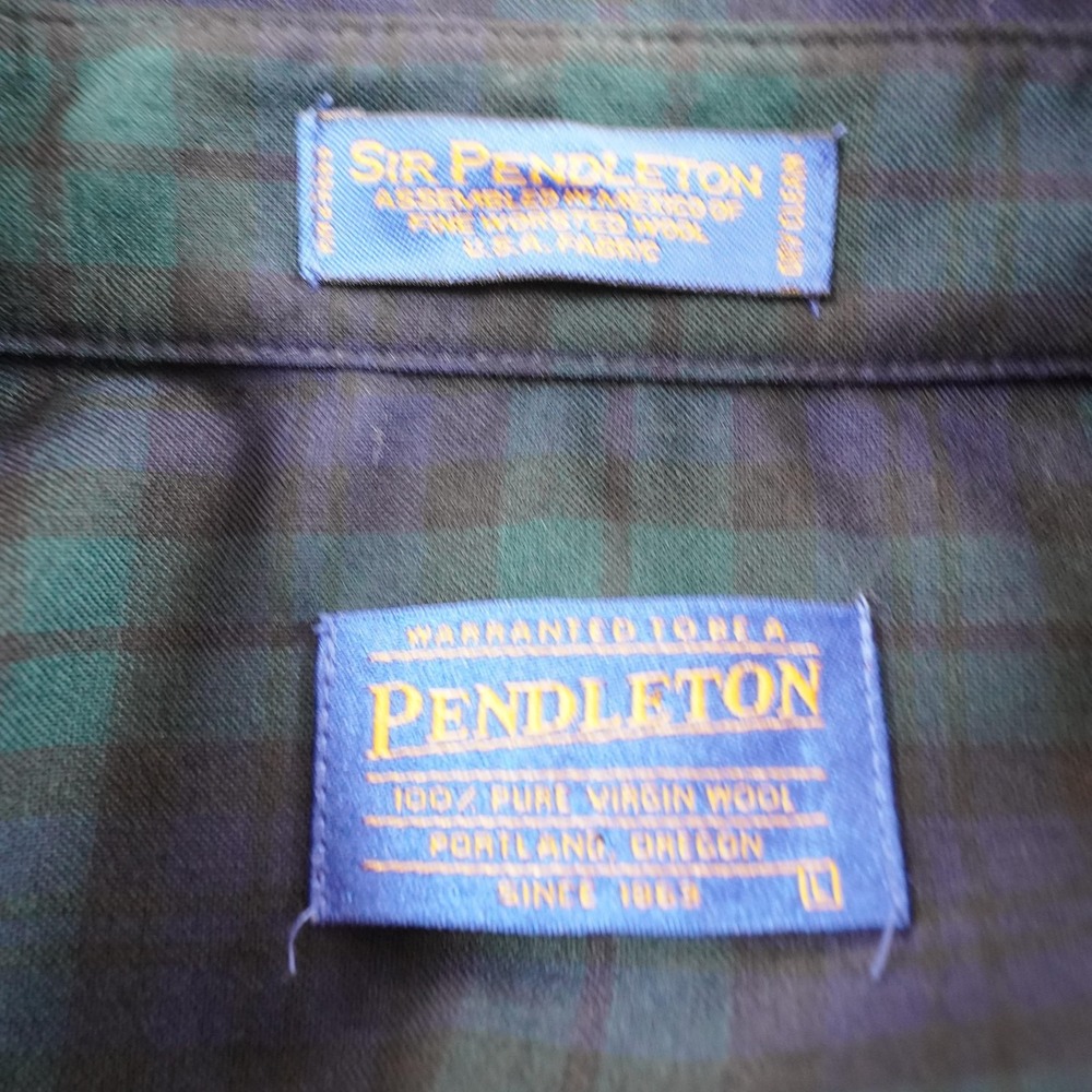 Vintage Pendleton Wool Button Down Shirt Mens L Black Watch Tartan Plaid 80s - Picture 4 of 11
